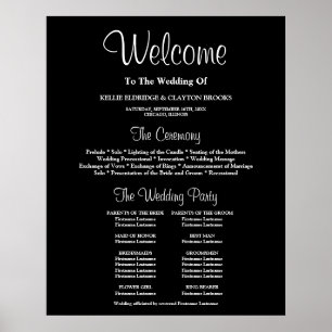 Black Simple Bröllop Ceremony Program Sign Poster