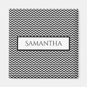 Black Simple Chevron Personlig Magnet