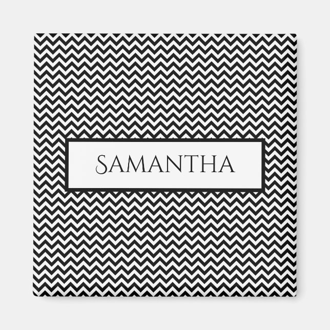 Black Simple Chevron Personlig Magnet (Framsidan)