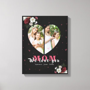 Black Simple Hjärtformade Gift för Mors dag Canvastryck