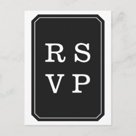 Black Simple OSA Postcard Elegant bröllop Inbjudan Vykort