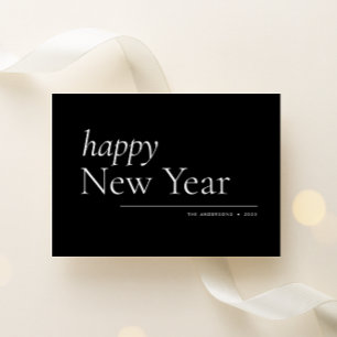 Black Simple Serif Gott nytt år Julkort