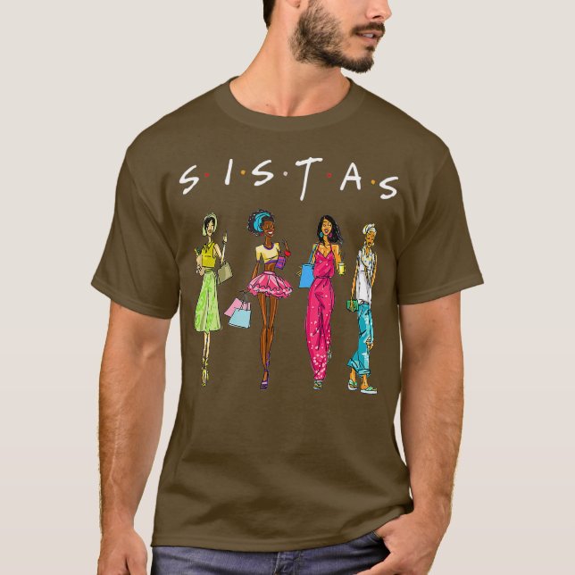 Black Sistas Queen Melanin African American T Shirt (Framsida)