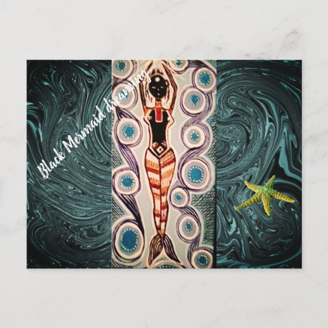 Black sjöjungfru Dreaming. Vykort (Framsida)