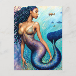 Black Sjöjungfru Underwater Vykort