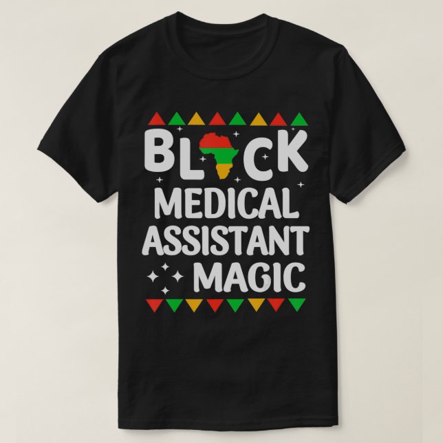 Black sjuksköterses Medicinal Assistant Magic Blac T Shirt (Design framsida)