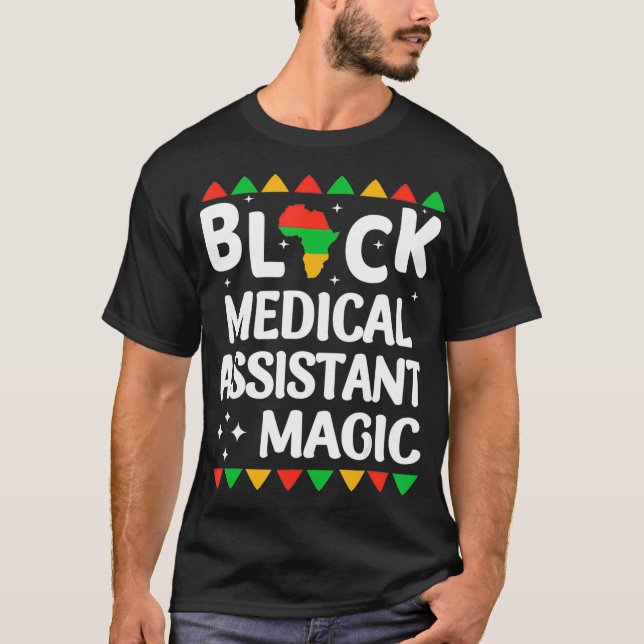Black sjuksköterses Medicinal Assistant Magic Blac T Shirt (Framsida)