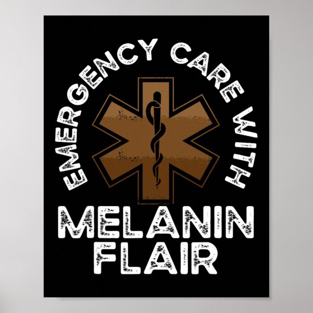 Black Sjukvårdare African American Ems Emt Black Poster (Framsidan)