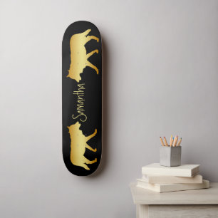 Black Skateboard Guld vargar personlig