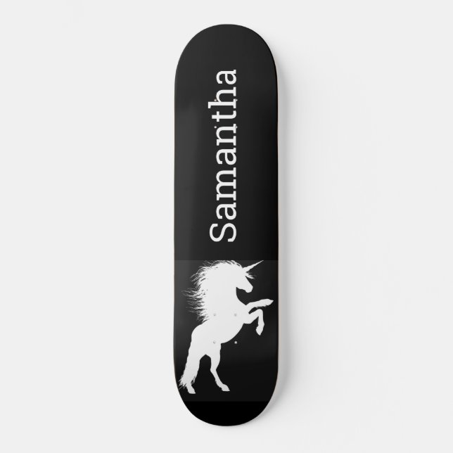 Black Skateboard White Unicorn  (Framsida)
