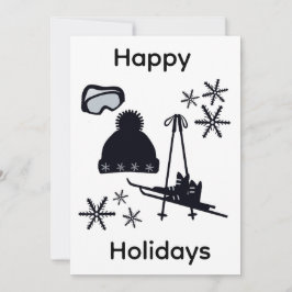 Black ski & winter designs julkort