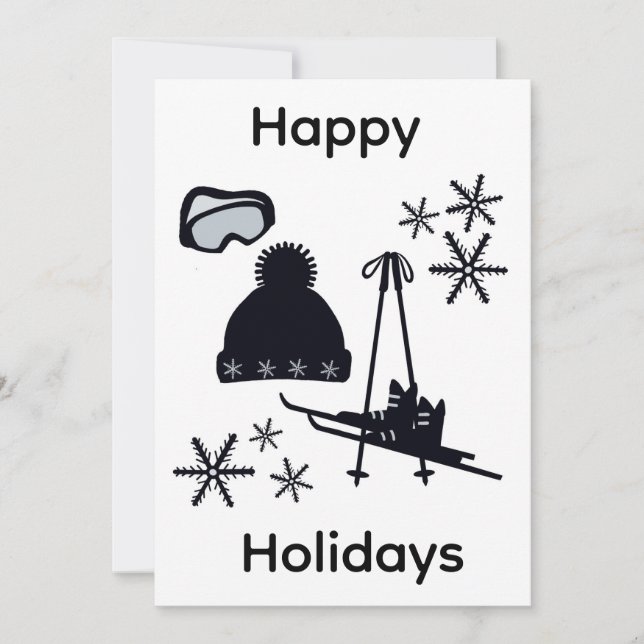 Black ski & winter designs  julkort (Framsida)