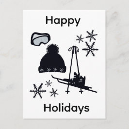 Black ski & winter designs vykort