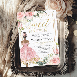 Black skin Princess rosa dress blommigt guld Inbjudningar