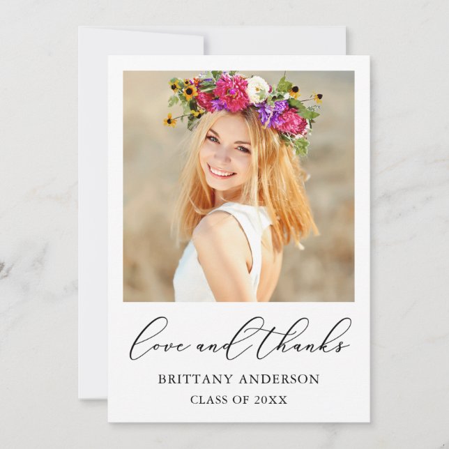 Bläck-skript kärlek och Studenten Tack Kort (Framsida)