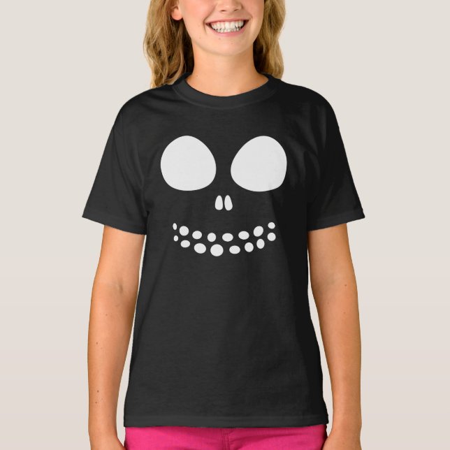 Black Skull Ansikte Girls Shirt Tröja (Framsida)
