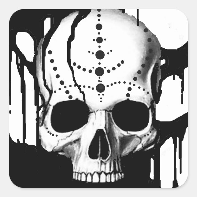 Black Skull Fyrkantigt Klistermärke (Framsida)