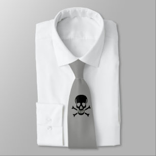 Black Skull grått necktie Slips