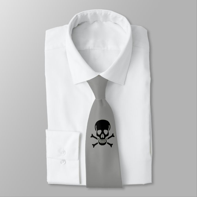 Black Skull grått necktie Slips (Bunden)