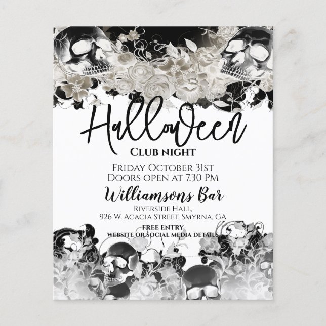 Black Skull Halloween Flyer-mall Flygblad (Framsidan)