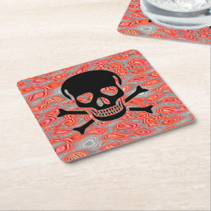 Black Skull Lava papper drink Coasters Underlägg Papper Kvadrat