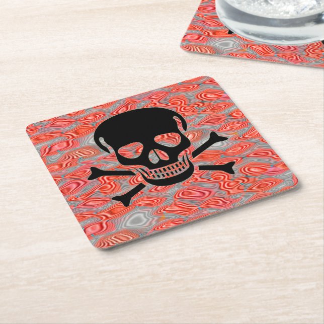 Black Skull Lava papper drink Coasters Underlägg Papper Kvadrat (Vinklad)