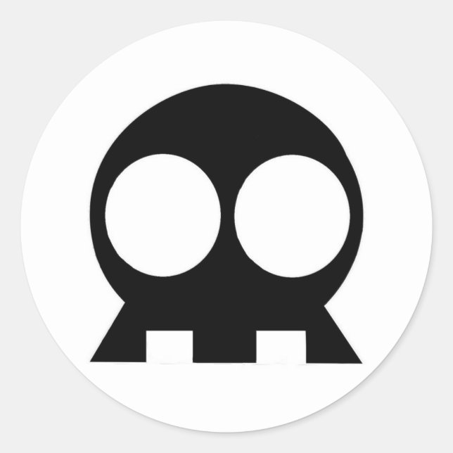 BLACK Skull Nyckel StickEms Runt Klistermärke (Framsida)