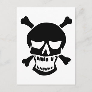 Black Skull och Crossbone Silhouette Vykort