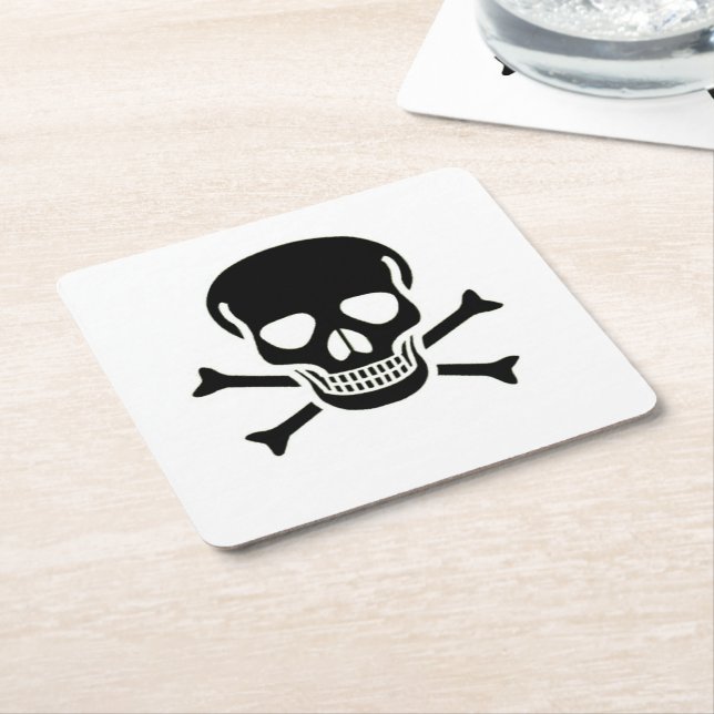 Black Skull papper drink Coasters Underlägg Papper Kvadrat (Vinklad)