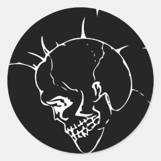 Black Skull Punk Round-fästdon Runt Klistermärke