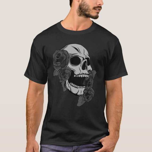 Black Skull Ro Mörk Magic Viking Aesthetic Goth T Shirt (Framsida)