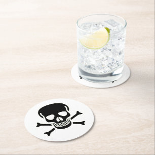 Black Skull round papper drink Coasters Underlägg Papper Rund