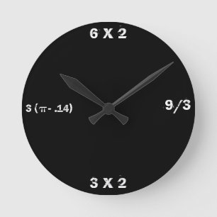 Black Slate Math Clock Rund Klocka