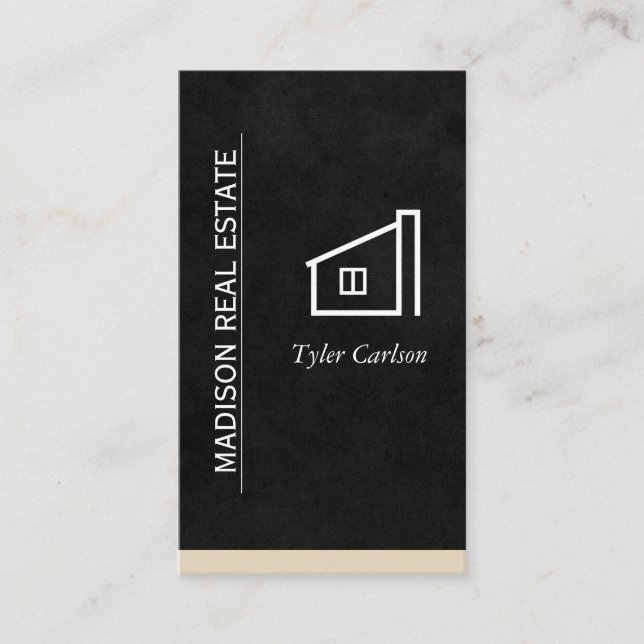 Black Sleek / Beige Trim / Home Logotyp Visitkort (Framsida)