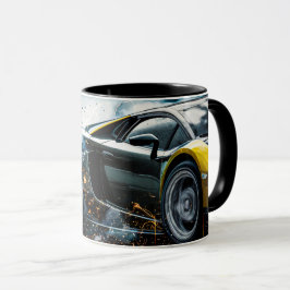 Black Sleek Drives Sports Car Automobile Mugg