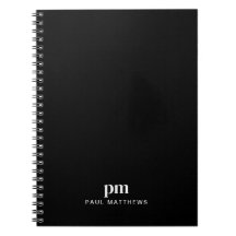 Black Sleek Professiona Monogram Initialer och Nam
