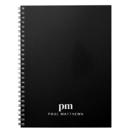Black Sleek Professiona Monogram Initialer och Nam Anteckningsbok