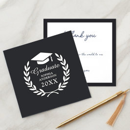 Black Sleek Studenten Laurel WandeSchool Emblem Tack Kort