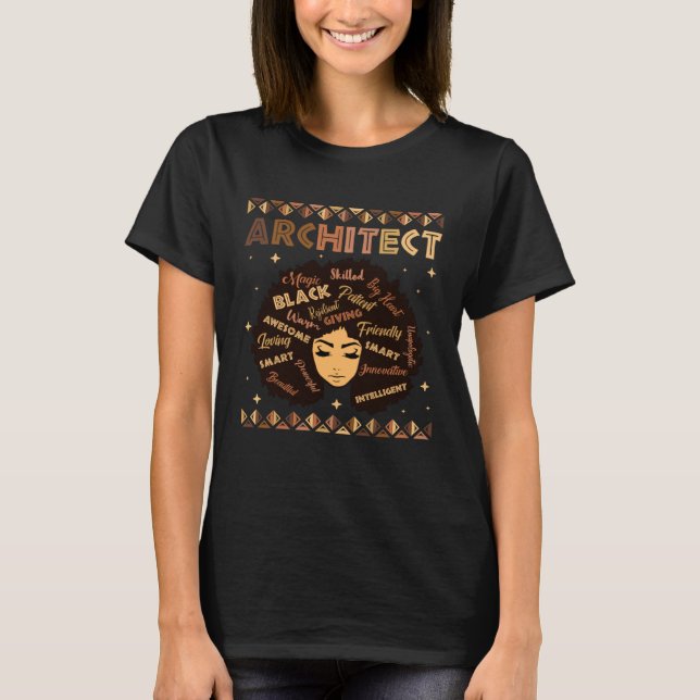 Black Smart Architect Afro Hair Melanin African Am T Shirt (Framsida)