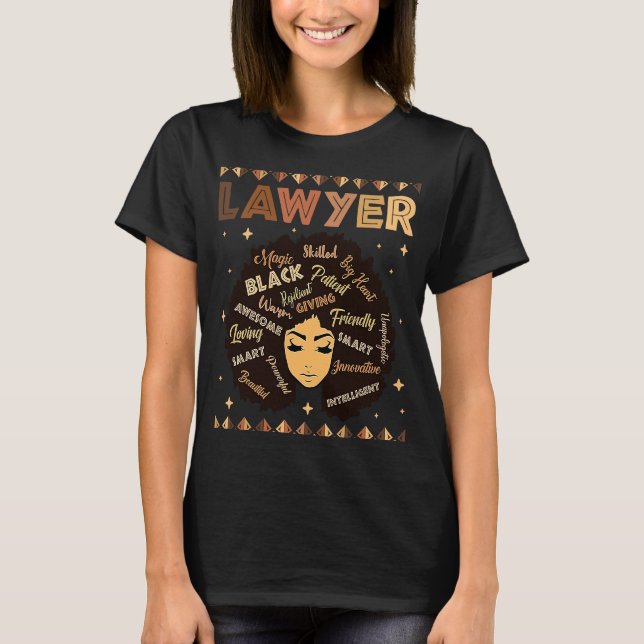 Black Smart Lawyer Afro Hair Melanin African Ameri T Shirt (Framsida)