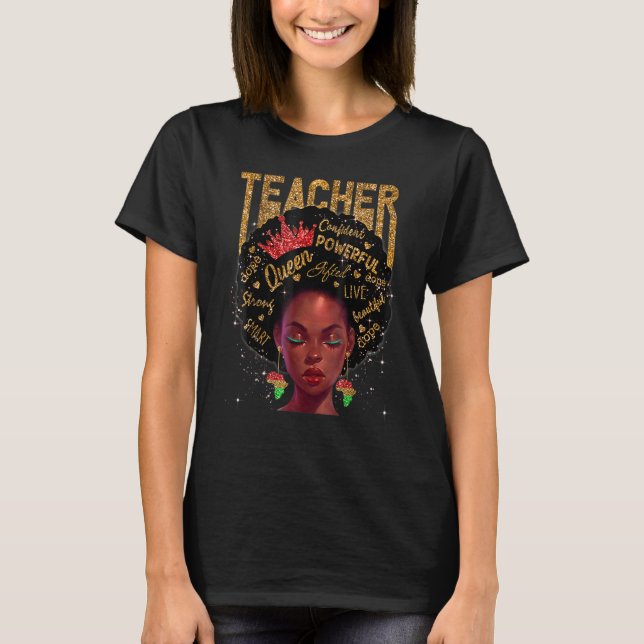 Black Smart Teacher Afro Black History BLM Melanin T Shirt (Framsida)