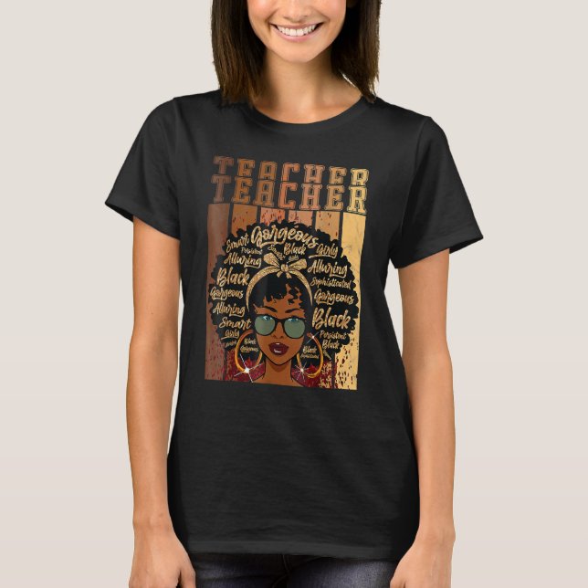 Black Smart Teacher Afro Kärlek Melanin African Am T Shirt (Framsida)