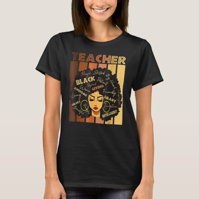 Black Smart Teacher Afro Kärlek Melanin African Am T Shirt (Framsida)