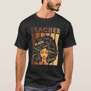 Black Smart Teacher Afro Kärlek Melanin African Am T Shirt