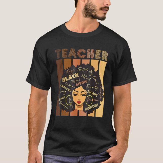 Black Smart Teacher Afro Kärlek Melanin African Am T Shirt (Framsida)
