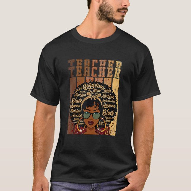 Black Smart Teacher Afro Kärlek Melanin African Am T Shirt (Framsida)