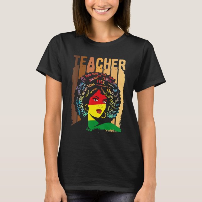 Black Smart Teacher Afro Kärlek Melanin African Am T Shirt (Framsida)