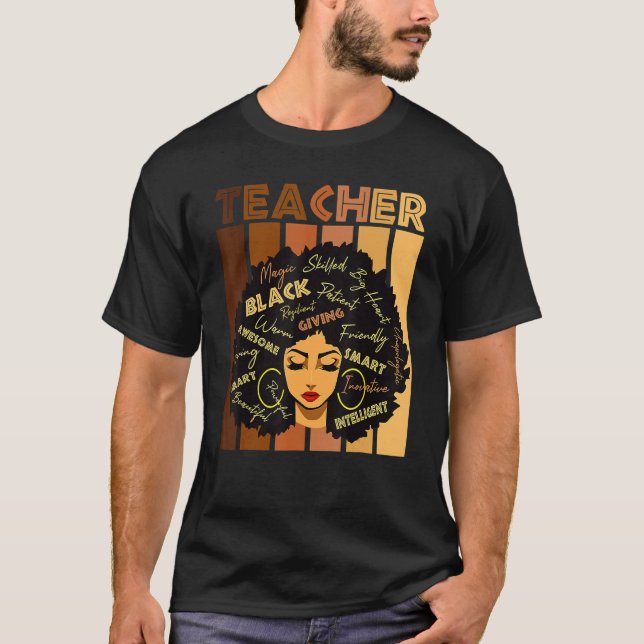 Black Smart Teacher Afro Kärlek Melanin African Am T Shirt (Framsida)