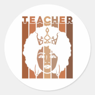 Black Smart Teacher Afro Kärlek Melanin Black Hist Runt Klistermärke