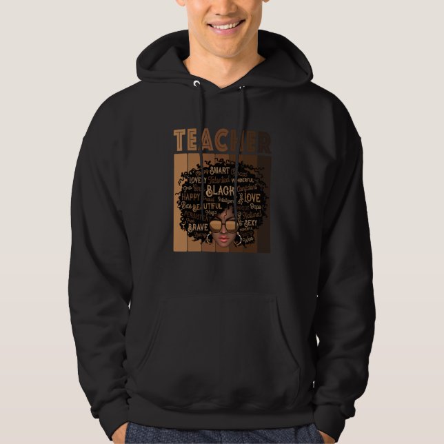 Black Smart Teacher Afro Love Melanin African Amer Hoodie (Framsida)